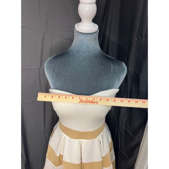 Windsor Strapless White&Beige Striped Dress Sz Small See Descrip! - Picture 3 of 5